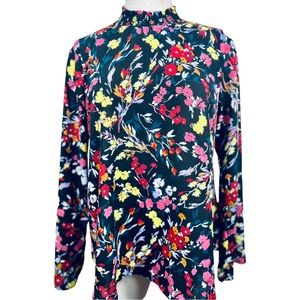 Evereve Allison Joy GiGi smocked neck Floral blouse size XS